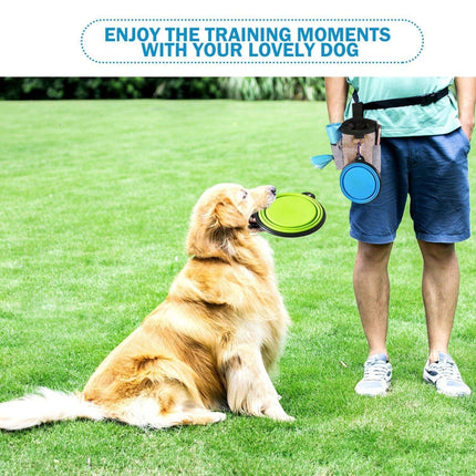 Outdoor Pet Training Bag Dog Training Pockets Pet Snack Storage Bag Pockets, Specification: Waist Bag+Folding Bowl-garmade.com