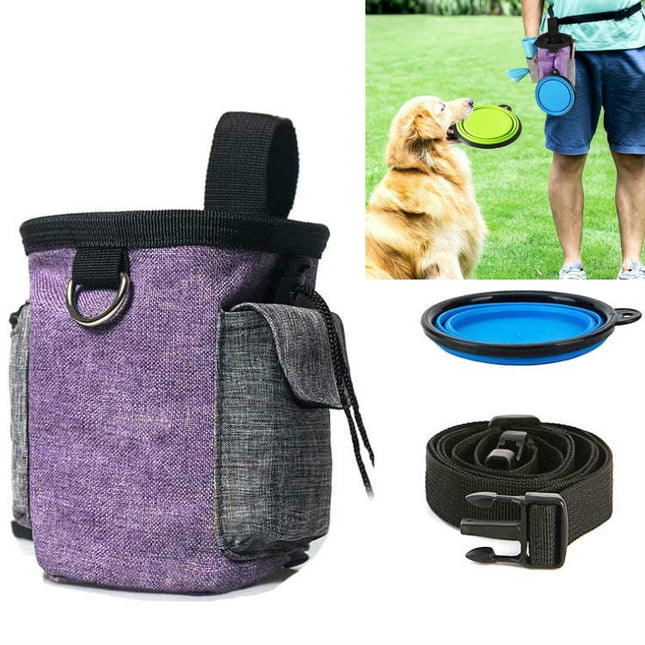 Pet Training Waist Bag With Belt Portable Outing Training Pet Snack Bag, Specification: Waist Bag+Folding Bowl-garmade.com
