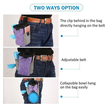 Pet Training Waist Bag With Belt Portable Outing Training Pet Snack Bag, Specification: Waist Bag+Folding Bowl-garmade.com