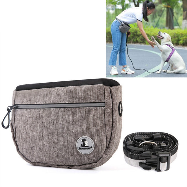 MOVEPEAK Pet Snack Bag Leash Pet Training Waist Bag Outing Dog Snack Bag(Gray)-garmade.com