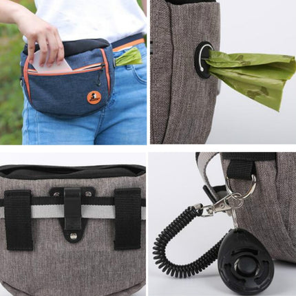 MOVEPEAK Pet Snack Bag Leash Pet Training Waist Bag Outing Dog Snack Bag(Gray)-garmade.com