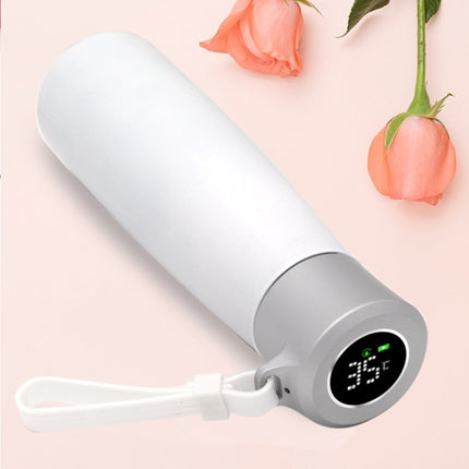 Large-Capacity USB Smart Water Cup Temperature Measurement Business Insulation Cup Car Portable Stainless Steel Tea Cup(Pearl White)-garmade.com