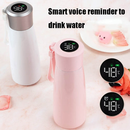 Large-Capacity USB Smart Water Cup Temperature Measurement Business Insulation Cup Car Portable Stainless Steel Tea Cup(Pearl White)-garmade.com