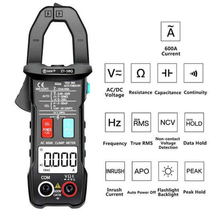 BSIDE Bluetooth 5.0 6000 Words High Precision Smart AC Clamp Meter, Specification: ZT-5BQ-garmade.com