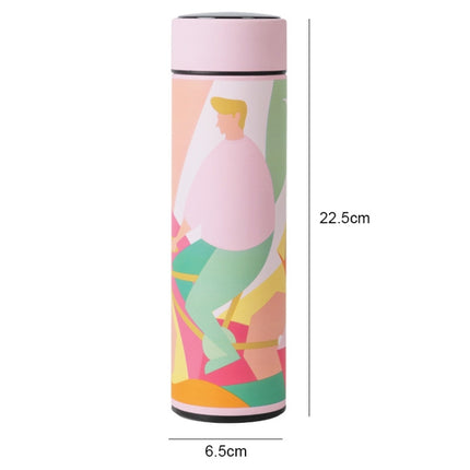 Macaroon Intelligent Temperature Measurement Stainless Steel Vacuum Flask Cup(Cherry Blossom Pink)-garmade.com