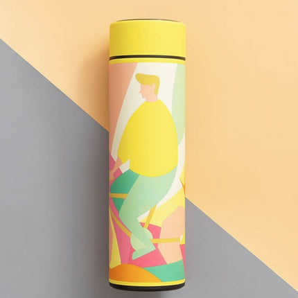 Macaroon Intelligent Temperature Measurement Stainless Steel Vacuum Flask Cup(Lemon Yellow)-garmade.com