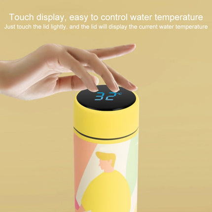 Macaroon Intelligent Temperature Measurement Stainless Steel Vacuum Flask Cup(Lemon Yellow)-garmade.com