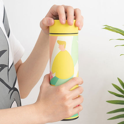 Macaroon Intelligent Temperature Measurement Stainless Steel Vacuum Flask Cup(Lemon Yellow)-garmade.com