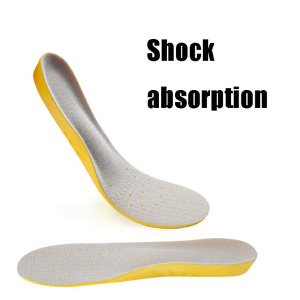 Shock Absorption Thickening Slow Rebound Soft and Comfortable Wicking Insole, Size:M(Yellow Bottom Mesh Dark Blue)-garmade.com