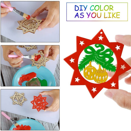 Christmas Creative DIY Decoration Gift Set Handmade Wood Chip Pendant, Style:JM02028-garmade.com