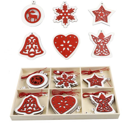 Christmas Creative DIY Decoration Gift Set Handmade Wood Chip Pendant, Style:JM02034-garmade.com