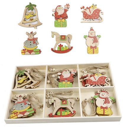 Christmas Creative DIY Decoration Gift Set Handmade Wood Chip Pendant, Style:JM02035-garmade.com