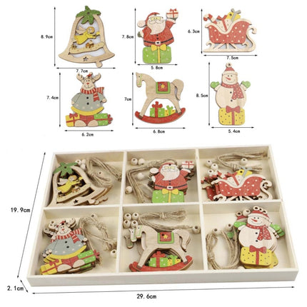 Christmas Creative DIY Decoration Gift Set Handmade Wood Chip Pendant, Style:JM02035-garmade.com