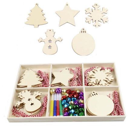 Christmas Creative DIY Decoration Gift Set Handmade Wood Chip Pendant, Style:JM02041-garmade.com