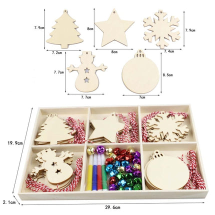 Christmas Creative DIY Decoration Gift Set Handmade Wood Chip Pendant, Style:JM02041-garmade.com