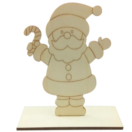 10 PCS Christmas Decorations Children Painting DIY Wood Plank Inserting Desktop Ornaments(Santa Claus)-garmade.com