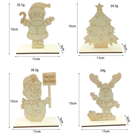 10 PCS Christmas Decorations Children Painting DIY Wood Plank Inserting Desktop Ornaments(Elk)-garmade.com