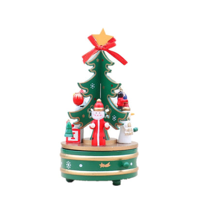 Christmas Decorations Christmas Tree Wooden Rotating Music Box(Green)-garmade.com