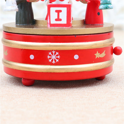 Christmas Decorations Christmas Tree Wooden Rotating Music Box(Red)-garmade.com