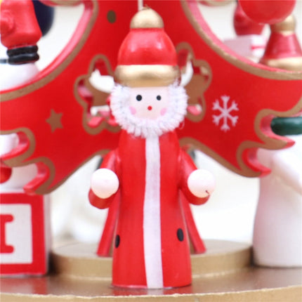 Christmas Decorations Christmas Tree Wooden Rotating Music Box(Red)-garmade.com