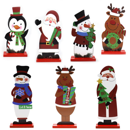 Christmas Festival Decorations Wooden Figure Desktop Decoration, Specification: Santa Claus Tree-garmade.com