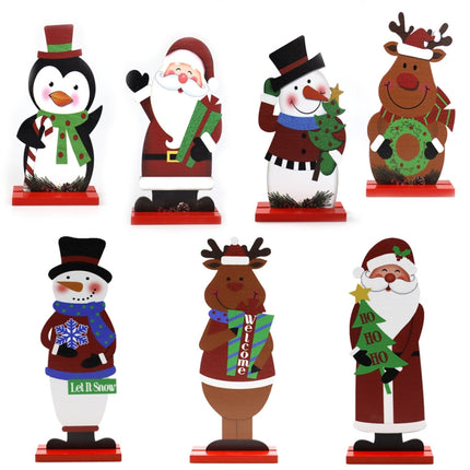 Christmas Festival Decorations Wooden Figure Desktop Decoration, Specification: Elk Gift-garmade.com