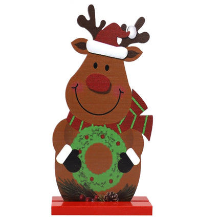 Christmas Festival Decorations Wooden Figure Desktop Decoration, Specification: Elk Wreath-garmade.com