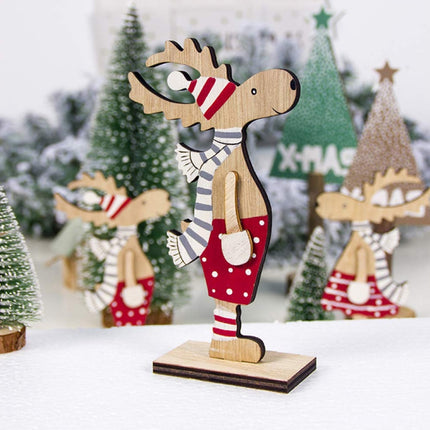 Christmas Decoration Wooden Painted Christmas Elk Ornaments(JM01751)-garmade.com