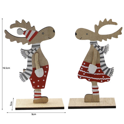 Christmas Decoration Wooden Painted Christmas Elk Ornaments(JM01752)-garmade.com