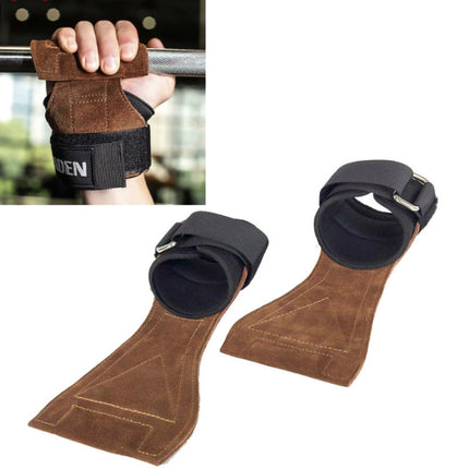 EADEN Pull-ups Booster Gloves Horizontal Bar Non-slip Wrist Assist Belt Fitness Bracer, Size:M(Cowhide)-garmade.com