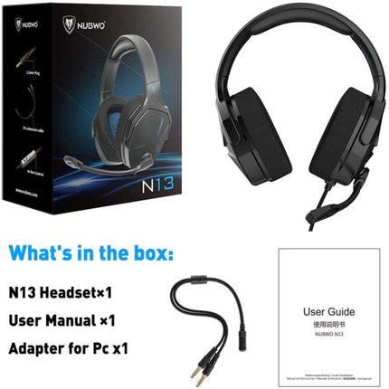 NUBWO N13 Heavy Bass Gaming Headphone with Microphone, Cable Length:1.6m-garmade.com