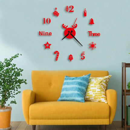 3 PCS Acrylic 3D Wall Clock DIY Living Room Bedroom Wall Background Decoration(Red)-garmade.com