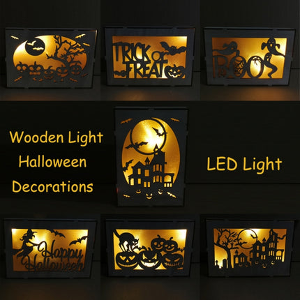 Wooden Halloween Witch Pumpkin Haunted House LED Lights Three-Dimensional Ornaments(JM01505)-garmade.com
