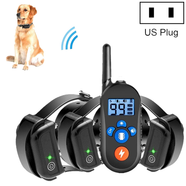 800m Remote Control Electric Shock Bark Stopper Vibration Warning Pet Supplies Electronic Waterproof Collar Dog Training Device, Style:556-3(US Plug)-garmade.com