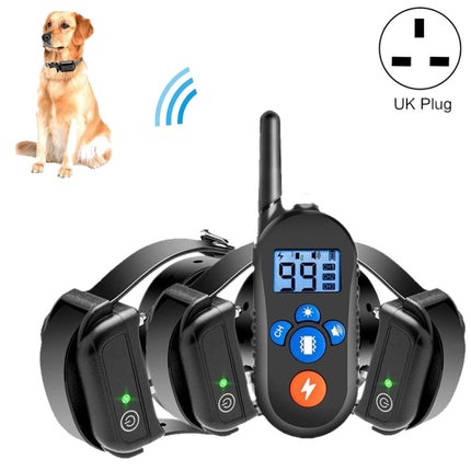 800m Remote Control Electric Shock Bark Stopper Vibration Warning Pet Supplies Electronic Waterproof Collar Dog Training Device, Style:556-3(UK Plug)-garmade.com