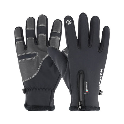 HUMRAO Outdoor Riding Gloves Winter Velvet Thermal Gloves Ski Motorcycle Waterproof Non-Slip Gloves, Size: M(Thickened)-garmade.com