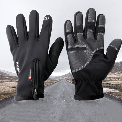 HUMRAO Outdoor Riding Gloves Winter Velvet Thermal Gloves Ski Motorcycle Waterproof Non-Slip Gloves, Size: XL(Thickened)-garmade.com