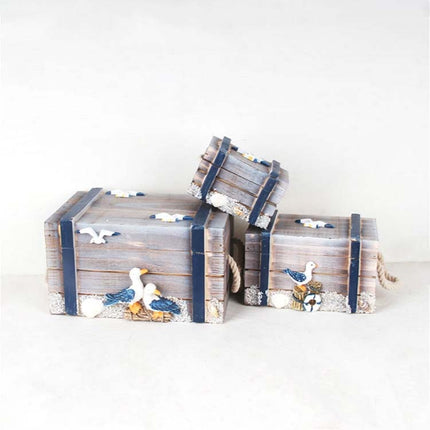 3 In 1 Wooden Storage Box Jewelry Boxes Wooden Box Decoration(Gray Set)-garmade.com