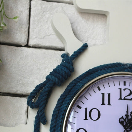 Mediterranean Style Blue And White Rudder Clock Wall Clock Home Living Room Bedroom Decoration Wooden Crafts, Style:Sailing-garmade.com