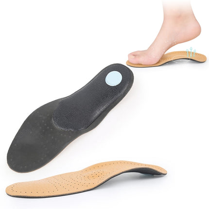1 Pair Breathable Sweat-Absorbing And Shock-Absorbing Leather Arch Correction Insole, Size:35-36-garmade.com