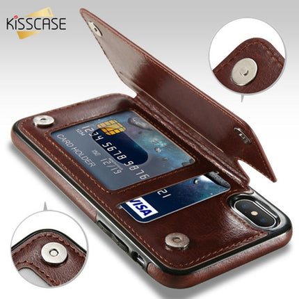 For iPhone XR Retro PU Leather Case Multi Card Holders Phone Case(Black)-garmade.com