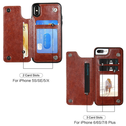 For iPhone XR Retro PU Leather Case Multi Card Holders Phone Case(Blue)-garmade.com