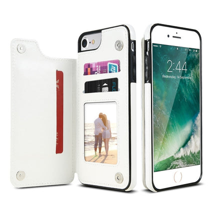 For iPhone XS Max Retro PU Leather Case Multi Card Holders Phone Cases (White)-garmade.com