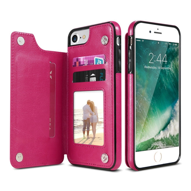 Retro PU Leather Case Multi Card Holders Phone Cases for iPhone 6 Plus & 6s Plus(Rose Red)-garmade.com