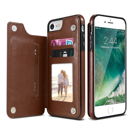 Retro PU Leather Case Multi Card Holders Phone Cases for iPhone 6 Plus & 6s Plus(Brown)-garmade.com