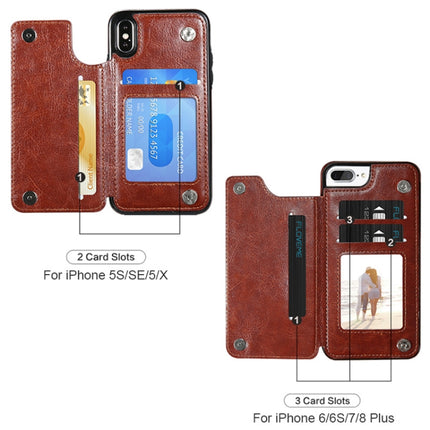 For iPhone XS Retro PU Leather Case Multi Card Holders Phone Cases(Blue)-garmade.com