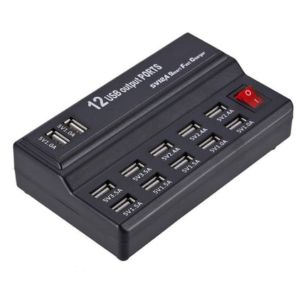 100-240V USB Interface Smart Fast Charge Digital Electronic Charger Multifunctional Charger, US Plug, Style:12 Ports-garmade.com