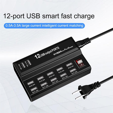 100-240V USB Interface Smart Fast Charge Digital Electronic Charger Multifunctional Charger, US Plug, Style:12 Ports-garmade.com