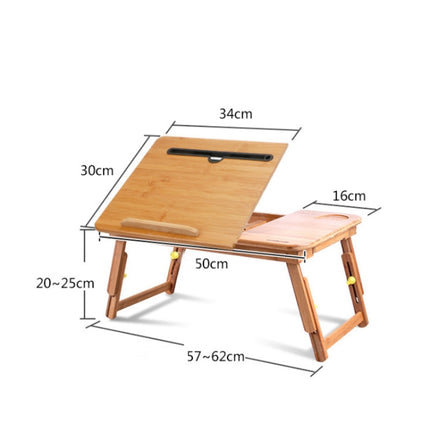 Folding Laptop Desk Bed Card Slot Lifting Type Lazy Computer Desk, Size: Small (50cm), Style:with Drawer (Brown)-garmade.com