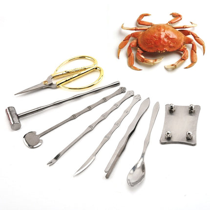 8 in 1 Stainless Steel Household Crab Eating Tool Set(Golden)-garmade.com